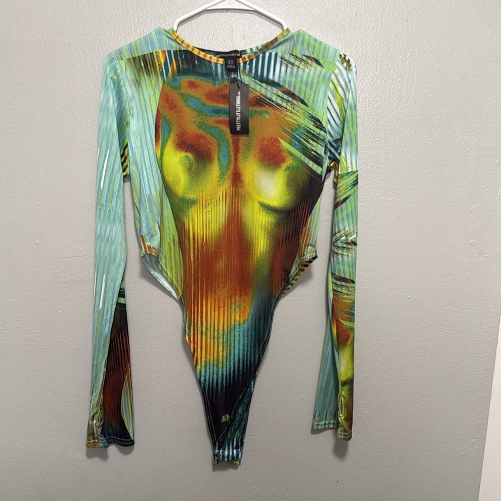 Plus Multi Body Print High Leg Bodysuit